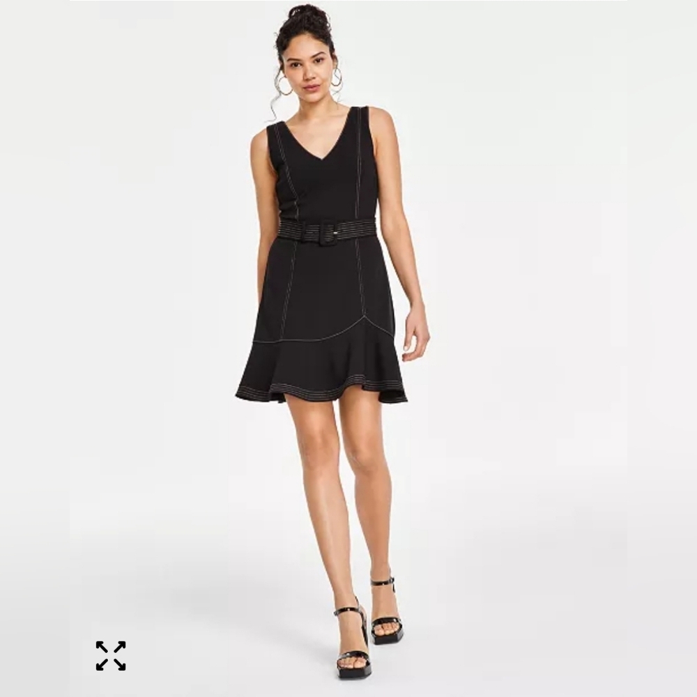 Nwt Karl Lagerfeld Paris Belted Scuba Crepe Dress Size 12